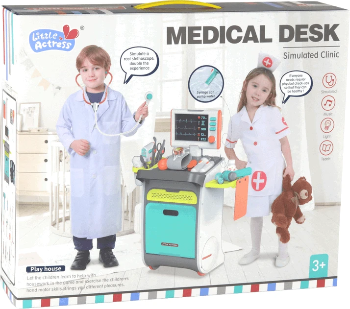 Lean Toys Žaislinis daktaro rinkinys su vežimėliu ir priedais LeanToys
