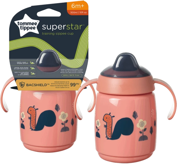 TOMMEE TIPPEE 300 ml 6+ mėn. WEANING SIPPEE puodelis – gertuvė, rožinė
