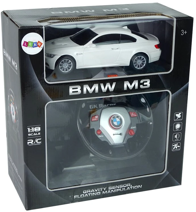 Lean Cars NUOTOLINIU BŪDU VALDOMAS BMW M3 SU VAIRU, GARSU IR ŠVIESOMIS – 2.4G, 1:18
