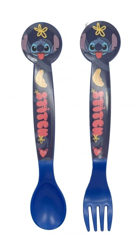 STOR Disney Stitch - plastikinių stalo įrankių rinkinys iš Palms kolekcijos (šaukštas ir šakutė)