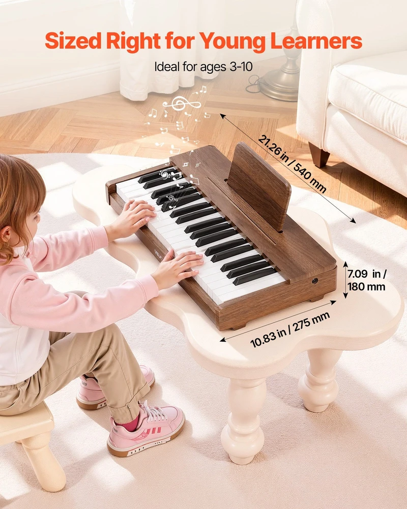 Vevor Medinis skaitmeninis pianinas vaikams, 37 klavišai