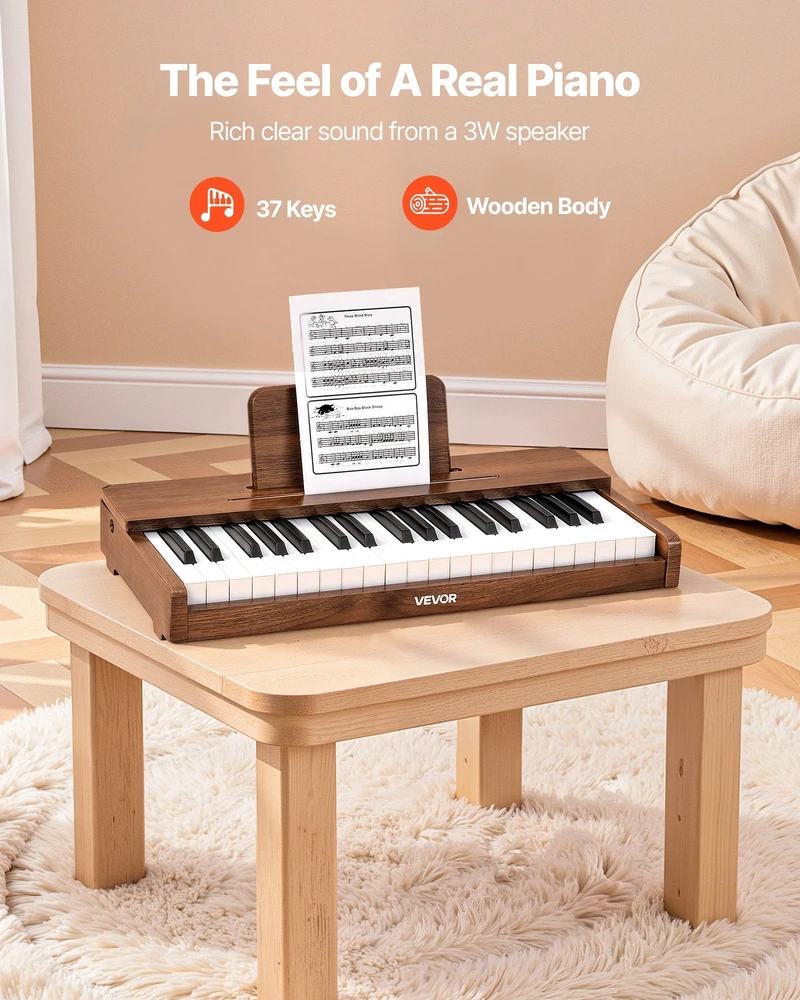 Vevor Medinis skaitmeninis pianinas vaikams, 37 klavišai