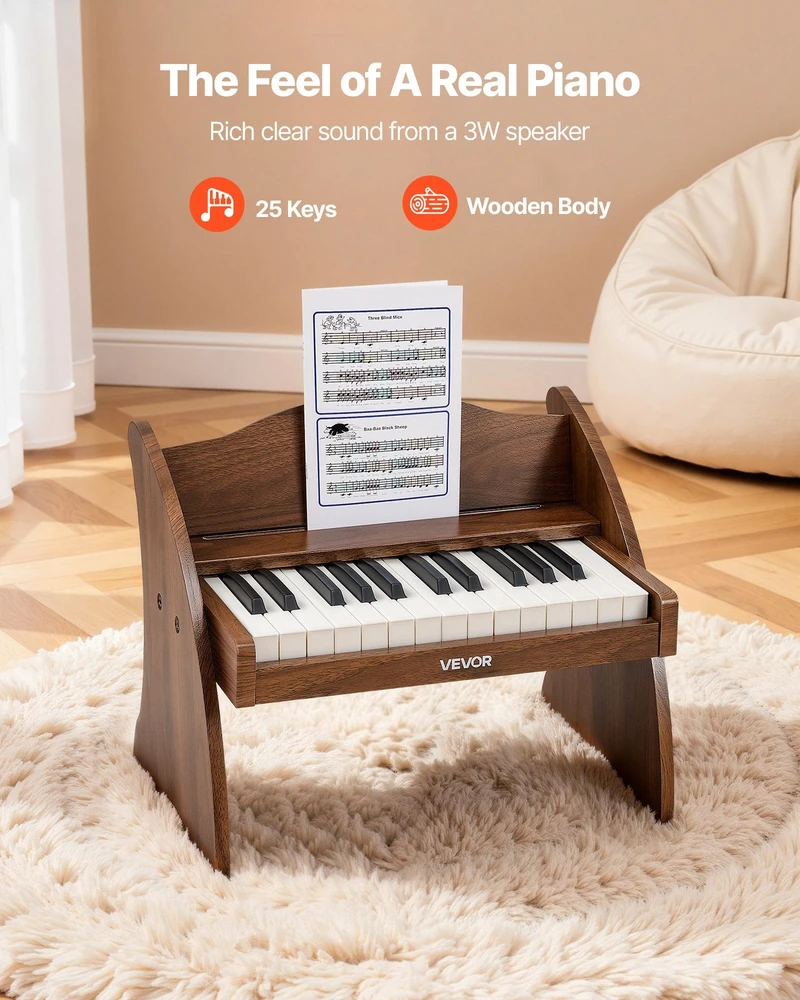 Vevor Medinis skaitmeninis pianinas vaikams, 25 klavišai