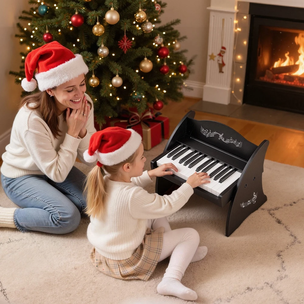 Vevor Medinis skaitmeninis pianinas vaikams, 25 klavišai, juodas