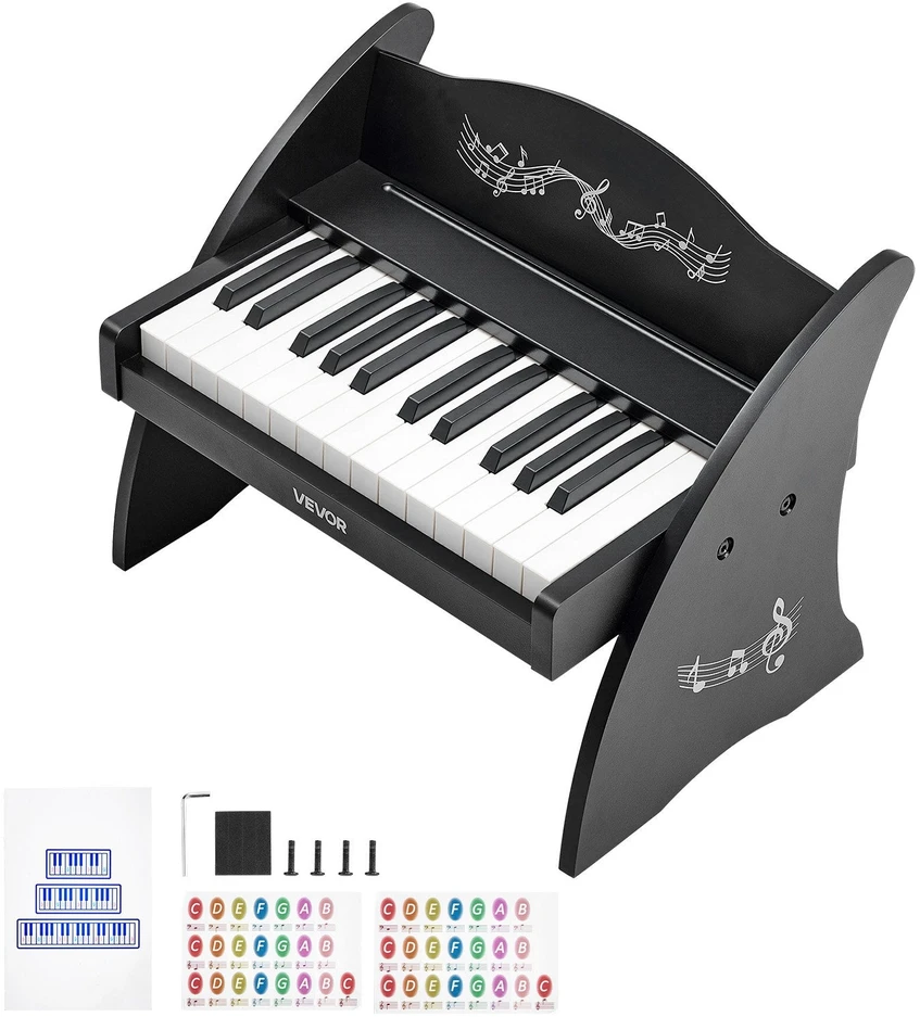 Vevor Medinis skaitmeninis pianinas vaikams, 25 klavišai, juodas