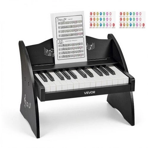 Vevor Medinis skaitmeninis pianinas vaikams, 25 klavišai, juodas