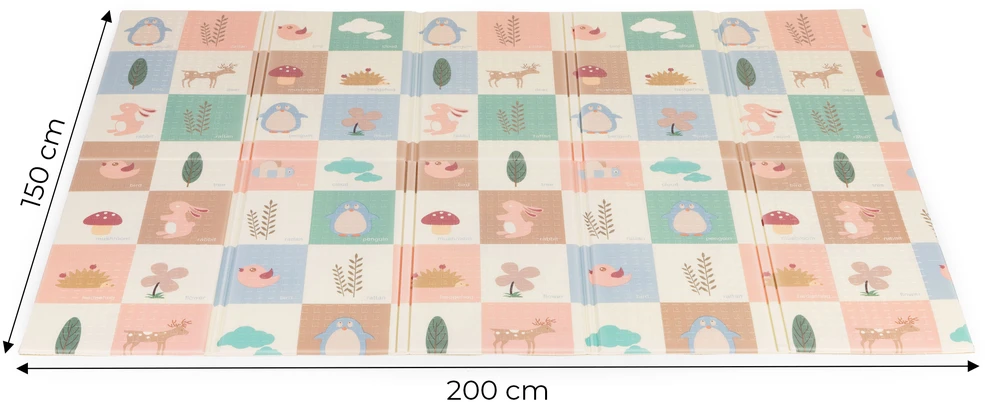 Vaikiškas sulankstomas dvipusis edukacinis putplasčio kilimėlis 200x150 cm + IPLAY krepšys