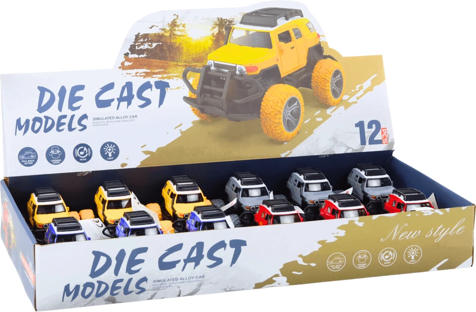 Lean Toys Metalinis visureigis 1:32 su guminiais ratais ir efektais