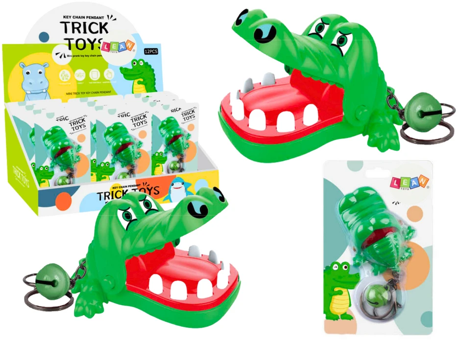 Lean Toys Žalias Krokodilo Pakabuko Žaislas su Skambučiu