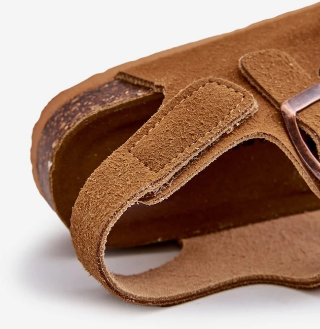 Vaikiški basutės ant kamštienos kulno su velcro užsegimu Camel Rorria