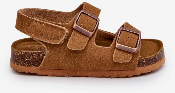Vaikiški basutės ant kamštienos kulno su velcro užsegimu Camel Rorria