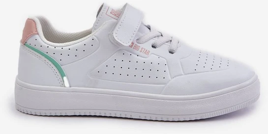 Vaikiški bateliai iš eko odos su Velcro Big Star balti