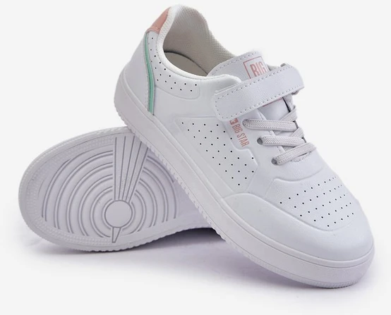 Vaikiški bateliai iš eko odos su Velcro Big Star balti