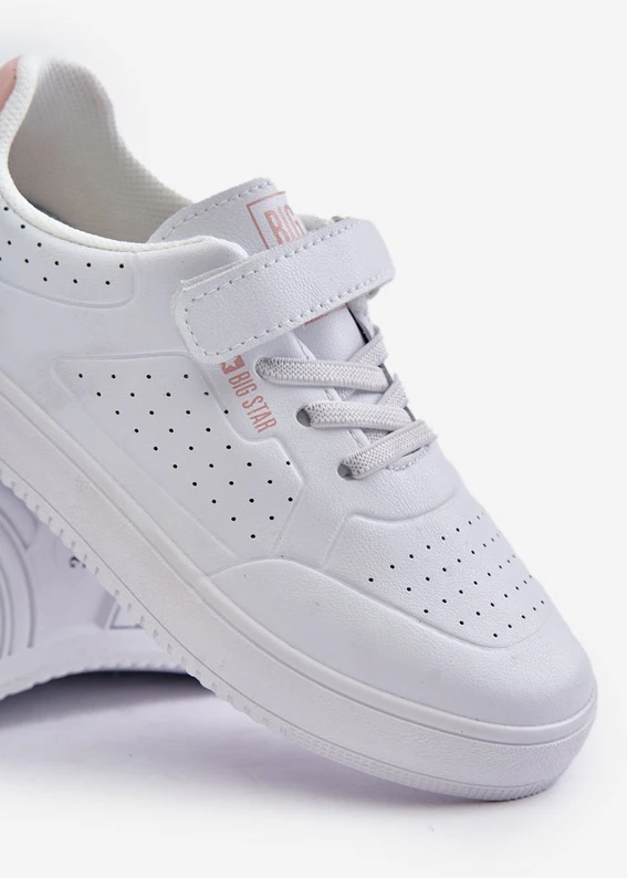 Vaikiški bateliai iš eko odos su Velcro Big Star balti