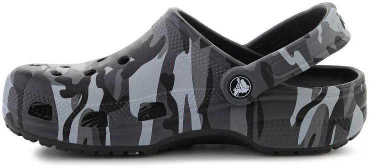 Vaikiški „Crocs Classic Camouflage Clog K“ klumpės, juoda/pilka spalva, 211879-0DD