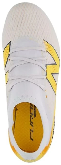 Vaikiški futbolo bateliai New Balance Furon Team V9 FG, balti ir geltoni