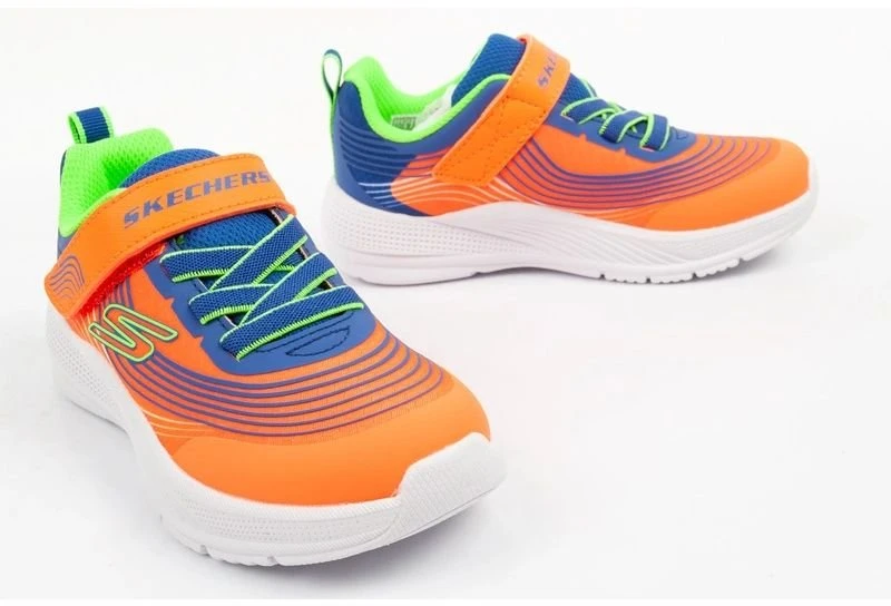 Vaikiški įsispiriami bateliai Skechers Microspec Advance, oranžiniai ir mėlyni