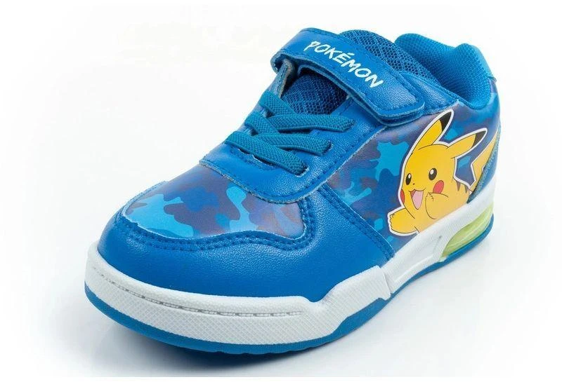 Vaikiški „Leomil“ sportiniai bateliai „Pokemon“, lengvi, su „velcro“ užsegimu ir LED lemputėmis, mėlyni
