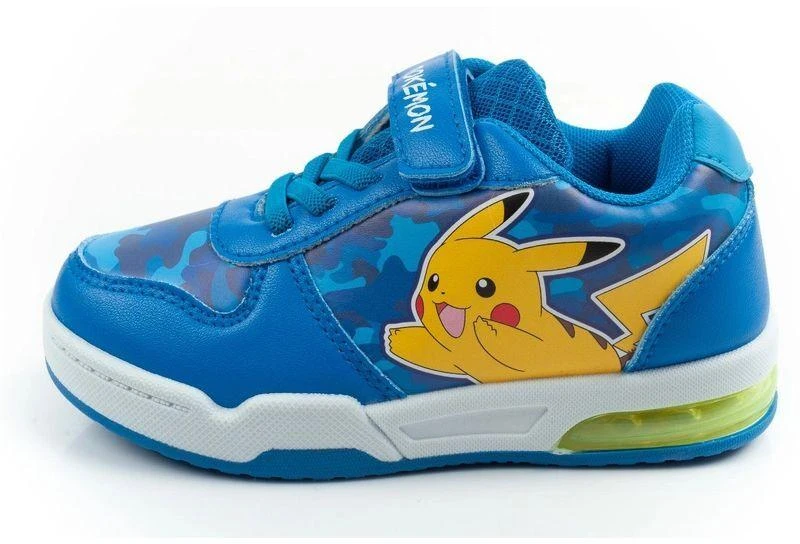 Vaikiški „Leomil“ sportiniai bateliai „Pokemon“, lengvi, su „velcro“ užsegimu ir LED lemputėmis, mėlyni