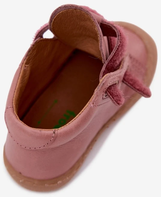 Vaikiški odiniai barefoot bateliai su lipdukais, tamsiai rožiniai
