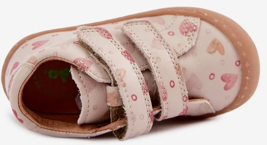 Vaikiški odiniai barefoot bateliai su širdelėmis Froddo, smėlio spalvos
