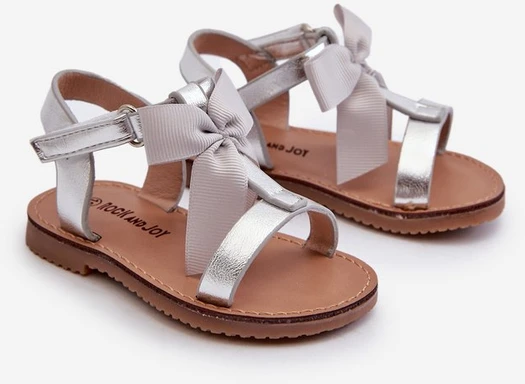 Vaikiški sandalai su lankeliu ant Velcro sidabriniai Joratia