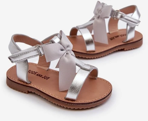 Vaikiški sandalai su lankeliu ant Velcro sidabriniai Joratia