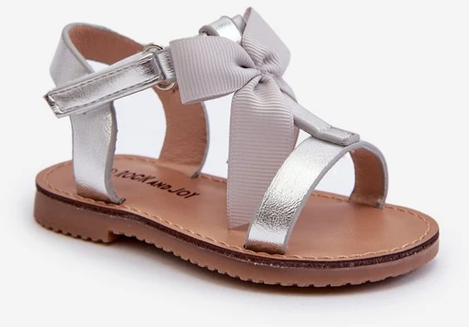 Vaikiški sandalai su lankeliu ant Velcro sidabriniai Joratia