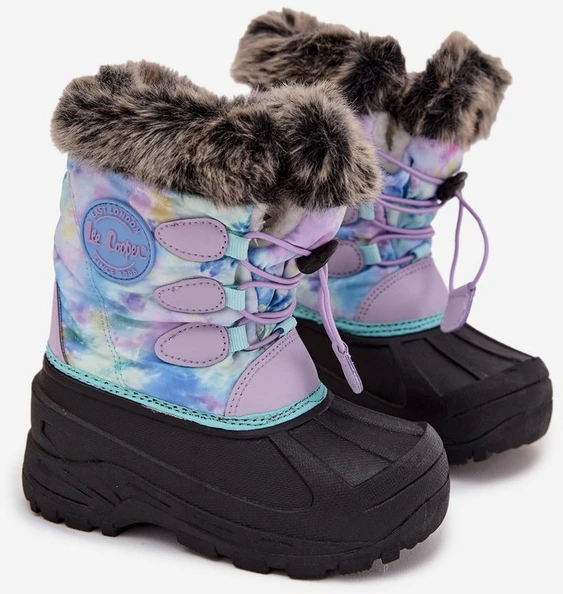 Vaikiški sniego batai violetiniai su pūkeliu ir elastiniu Lee Cooper