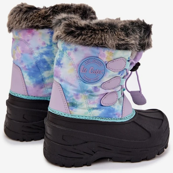 Vaikiški sniego batai violetiniai su pūkeliu ir elastiniu Lee Cooper