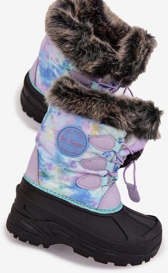 Vaikiški sniego batai violetiniai su pūkeliu ir elastiniu Lee Cooper