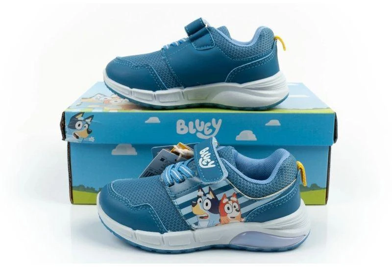 Vaikiški sportiniai bateliai Leomil Bluey, lengvi, su „Velcro“ užsegimu, LED lemputėmis, mėlyni