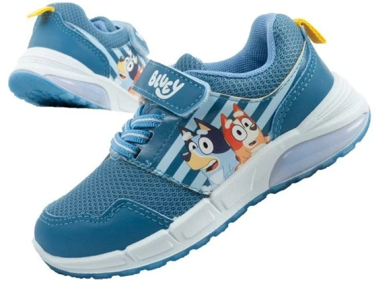Vaikiški sportiniai bateliai Leomil Bluey, lengvi, su „Velcro“ užsegimu, LED lemputėmis, mėlyni