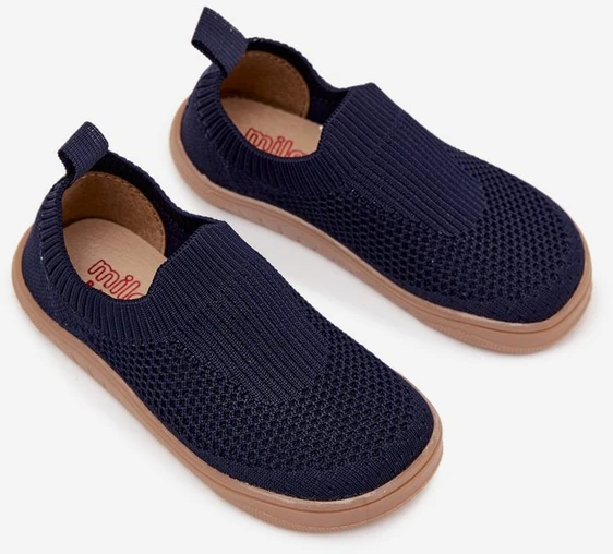 Vaikiški tamsiai mėlyni megzti barefoot bateliai Milami