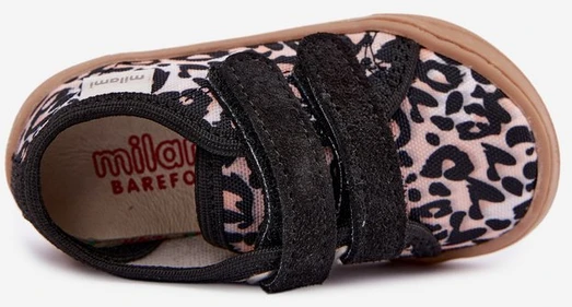 Vaikiškos barefoot šlepetės leopardo rašto, smėlio spalvos