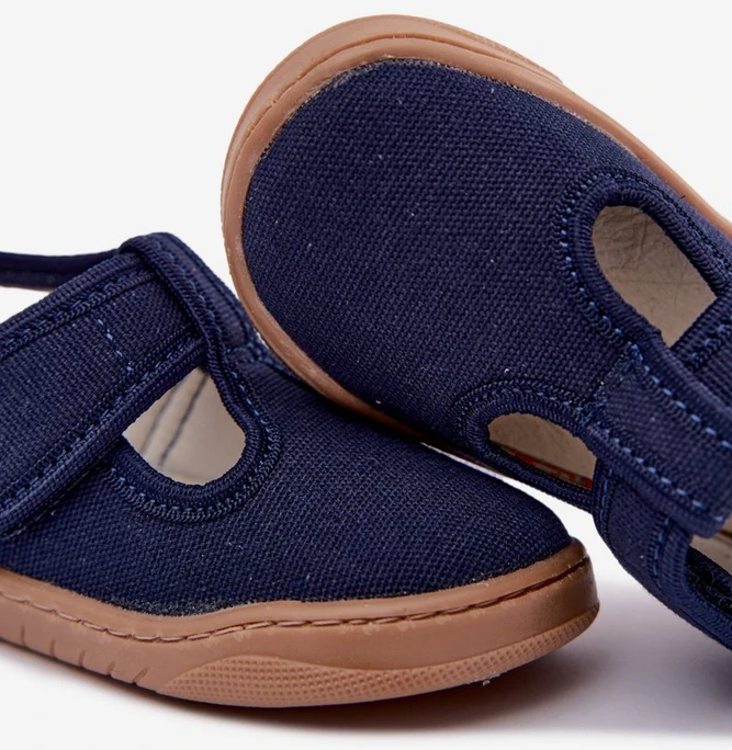 Vaikiškos barefoot šlepetės su lipduku Milami, tamsiai mėlynos