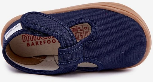 Vaikiškos barefoot šlepetės su lipduku Milami, tamsiai mėlynos