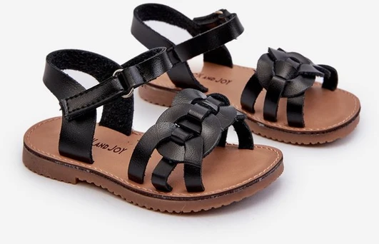 Vaikiškos basutės su Velcro užsegimu Sarniema juodos spalvos