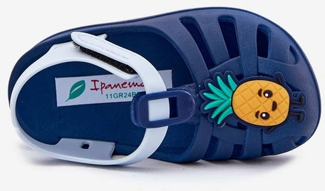 Vaikiškos mėlynos sandalės su lipdukais ir vaisių dekoru Ipanema