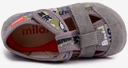 Vaikiškos Milami šlepetės su velcro užsegimais, pilkos