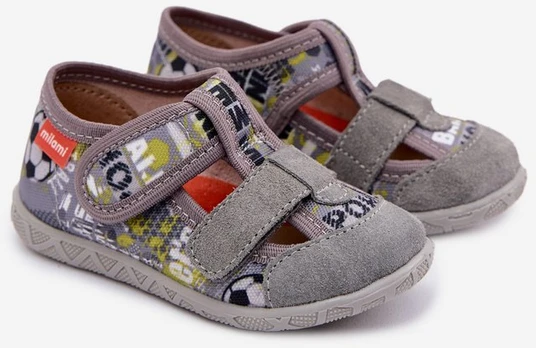 Vaikiškos Milami šlepetės su velcro užsegimais, pilkos