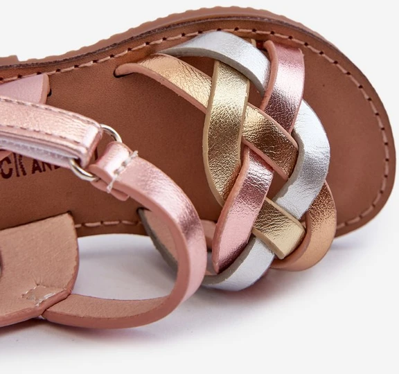 Vaikiškos sandalės su Velcro“ užsegimu ir spalvotomis susipynusiomis juostomis Dianttha“