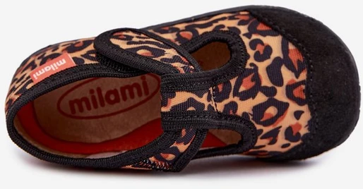 Vaikiškos šlepetės su lipduku Milami, leopardinio rašto