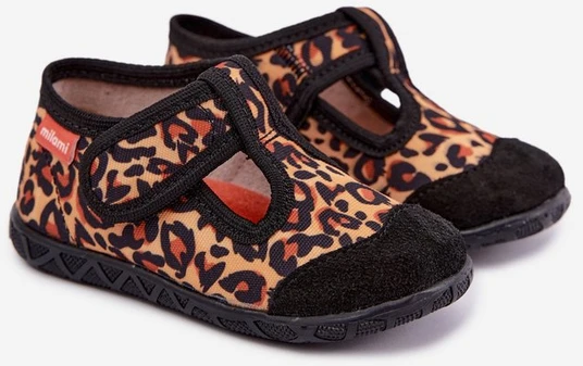 Vaikiškos šlepetės su lipduku Milami, leopardinio rašto