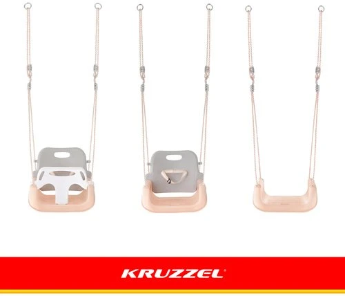 Kruzzel 3-in-1 pilka-beige children's swing