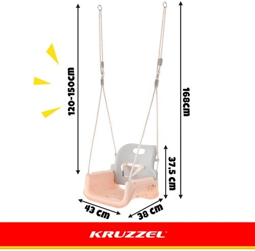 Kruzzel 3-in-1 pilka-beige children's swing
