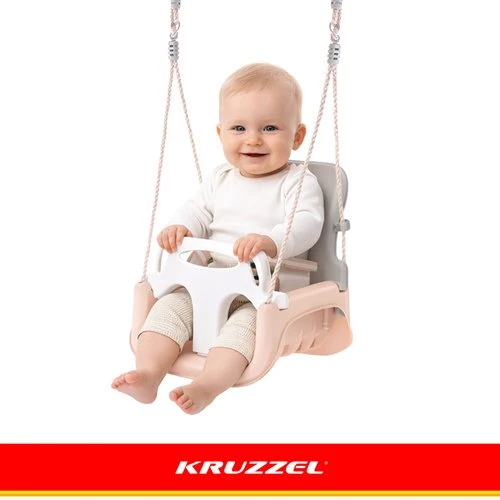 Kruzzel 3-in-1 pilka-beige children's swing