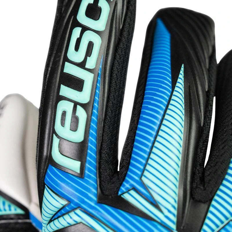 Vaikiškos vartininko pirštinės Reusch Attrakt RE:Grip NC, juodos ir mėlynos, 5672535 7272