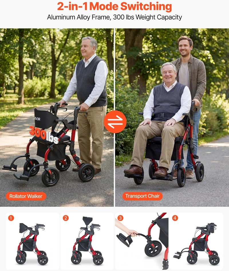 VEVOR 2-in-1 vaikštynė ir kėdutė vyresnio amžiaus žmonėms
