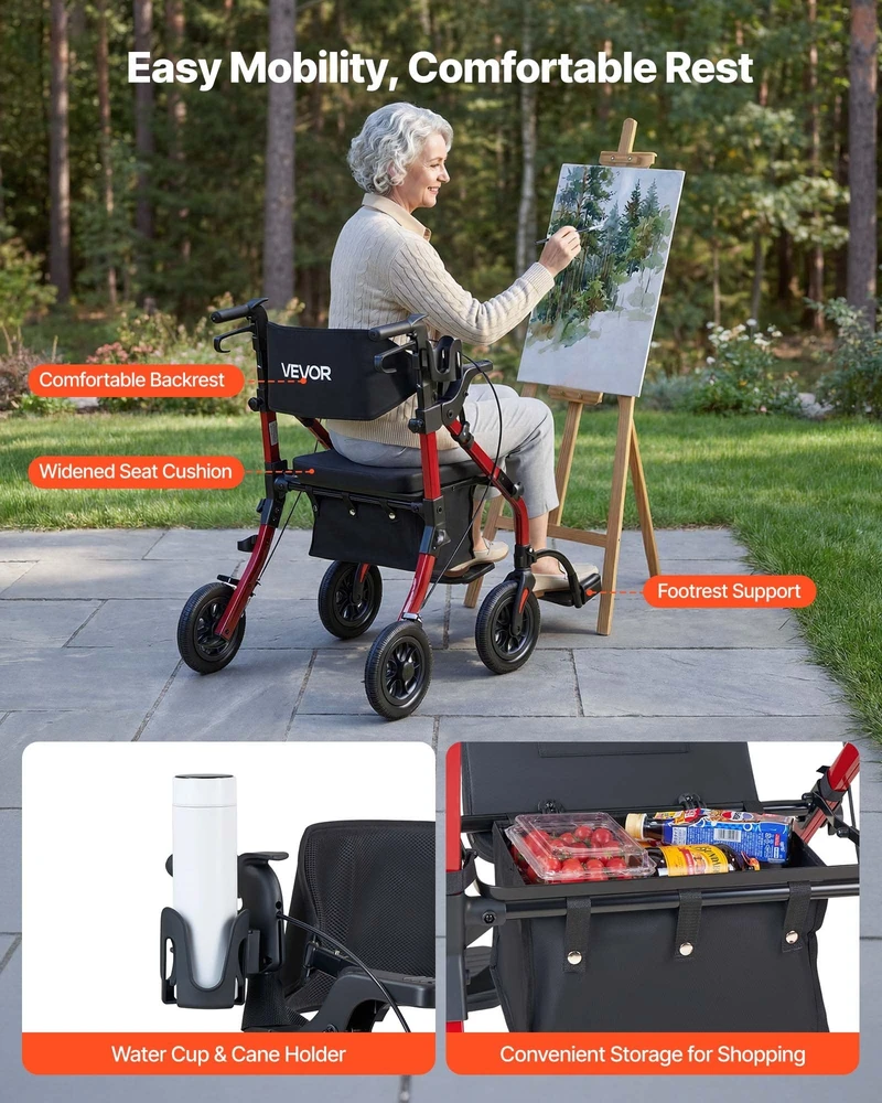 VEVOR 2-in-1 vaikštynė ir kėdutė vyresnio amžiaus žmonėms